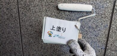 奈良大和高田市O様邸　外壁塗装・屋根塗装・防水工事 外壁クリヤー仕上げ（上塗り）
