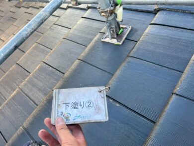 奈良県北葛城郡広陵町M様邸　屋根塗装・防水工事 屋根下塗り⓶