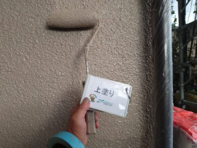 奈良御所市N様　外壁塗装・防水工事 外壁上塗り