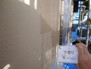 奈良県北葛城郡王寺町H様邸　外壁塗装工事 外壁下塗り