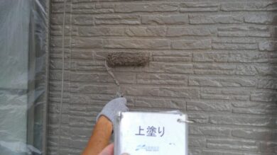 奈良北葛城郡河合町Y様邸　外壁塗装・屋根塗装・防水工事 外壁塗装上塗り