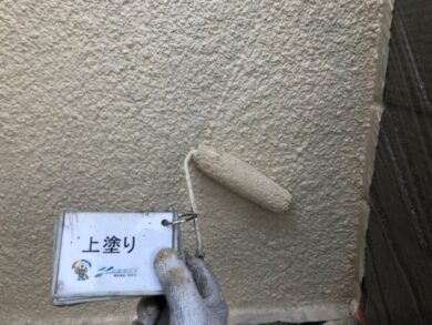 奈良北葛城郡広陵町I様　外壁塗装・屋根塗装・防水工事 外壁上塗り