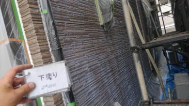 奈良香芝市A様邸　外壁塗装・屋根塗装・防水工事 外壁塗装下塗り