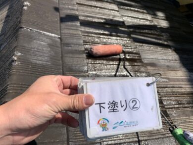 奈良生駒郡斑鳩町M様邸　外壁塗装・屋根塗装・防水工事 外壁下塗り②