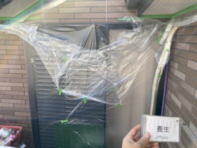 奈良大和高田市W様邸　外壁塗装・屋根カバー工法・防水工事 養生