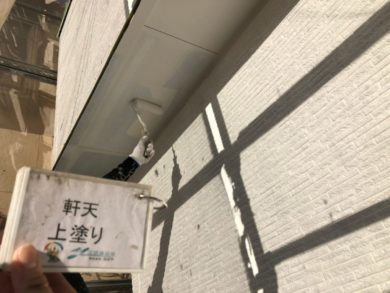 奈良奈良市U様邸　外壁塗装・屋根塗装・防水工事 軒天上塗り