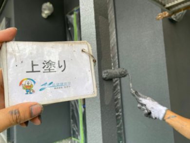 奈良大和高田市O様邸　外壁塗装・屋根塗装・防水工事 外壁塗装上塗り