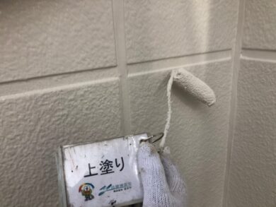 奈良北葛城郡広陵町H様　外壁塗装・屋根塗装工事 外壁上塗り