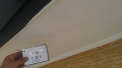 奈良北葛城郡河合町Y様邸　外壁塗装・屋根塗装・防水工事 軒天下塗り