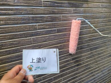 奈良大和高田市N様邸　外壁塗装・屋根塗装・防水工事 外壁上塗り