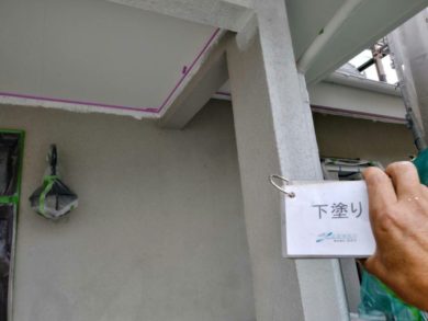 奈良北葛城郡王寺町M様邸　外壁塗装・屋根塗装工事 外壁塗装下塗り