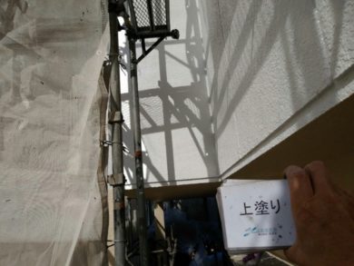 奈良北葛城郡王寺町K様邸　外壁塗装・屋根塗装・防水工事 外壁塗装上塗り