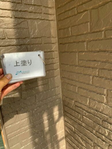 奈良香芝市K様　外壁塗装・屋根塗装・防水工事 1F外壁塗装上塗り