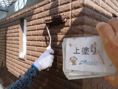 奈良県香芝市I様邸　外壁塗装・屋根塗装・防水工事 外壁上塗り