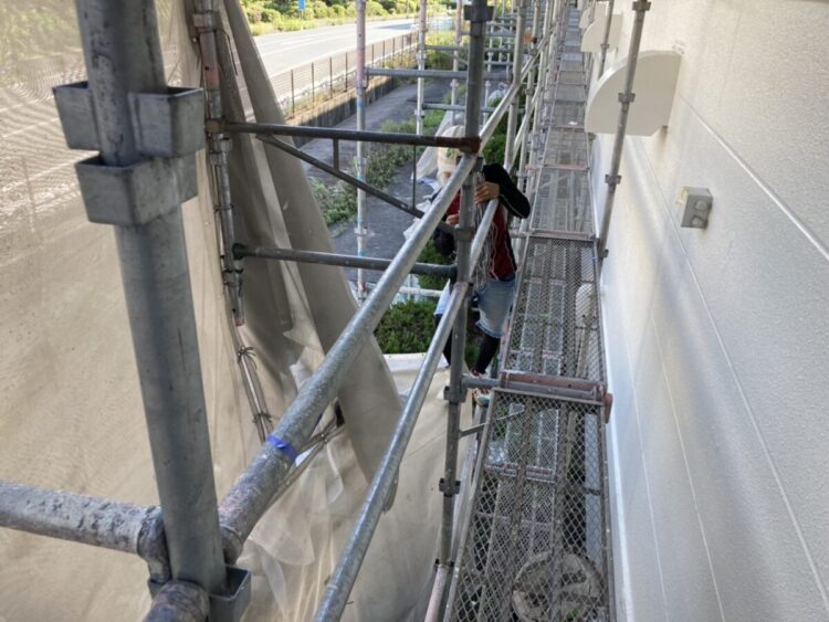 奈良の香芝市の株式会社ヨネヤの外壁塗装と屋根塗装の足場解体