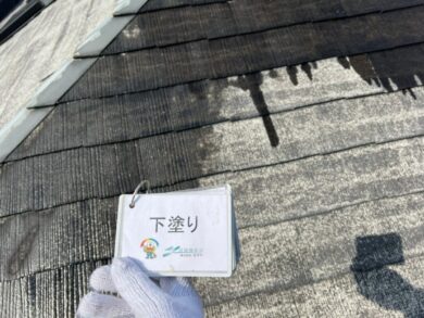 奈良北葛城郡広陵町M様邸　外壁塗装・屋根塗装工事 屋根下塗り