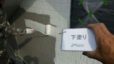 奈良葛城市R様　外壁塗装・屋根塗装・防水工事 外壁塗装下塗り