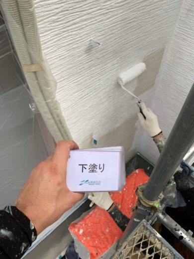 奈良奈良市M様邸　外壁塗装・屋根塗装・防水工事 外壁塗装下塗り