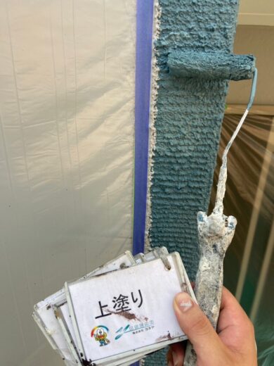 奈良県奈良市Y様邸　外壁塗装・屋根塗装・防水工事 外壁上塗り