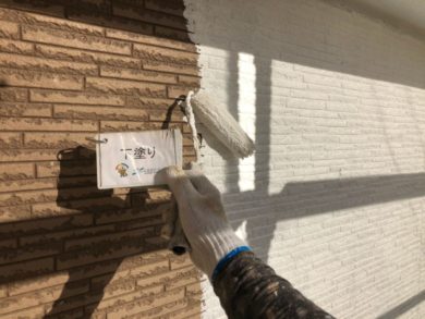 奈良奈良市U様邸　外壁塗装・屋根塗装・防水工事 外壁塗装下塗り