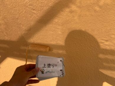 奈良北葛城郡王寺町S様邸　外壁塗装・防水工事 外壁上塗り